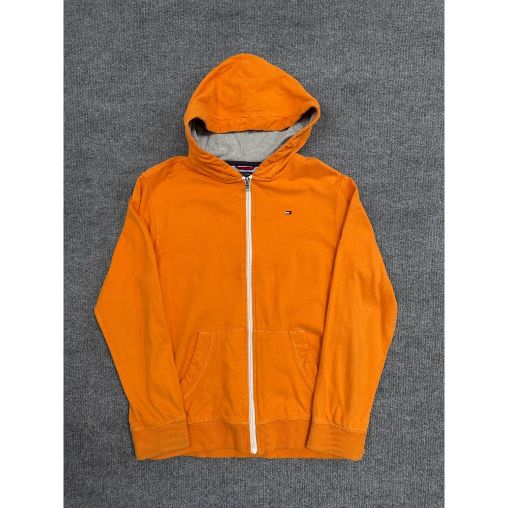 Tommy Hilfiger Orange Zip Up Hoodie Sweatshirt Kids L 16 18 Youth Girls‎